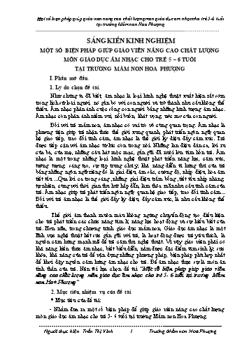 SKKN Một số biện pháp giúp giáo viên nâng cao chất lượng môn giáo dục Âm nhạc cho trẻ 5-6 tuổi tại trường Mầm non Hoa Phượng