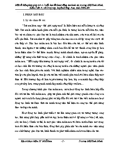 SKKN Một số biện pháp giúp trẻ 4-5 tuổi học tốt hoạt động tạo hình tại trường Mầm non Bình Minh, buôn Tuôr A, xã Dray Sáp, huyện Krông Ana, tỉnh Đăk Lăk