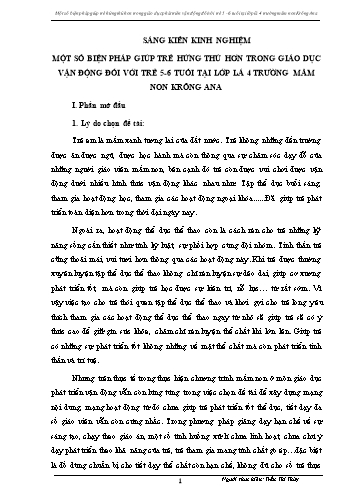 SKKN Một số biện pháp giúp trẻ hứng thú hơn trong giáo dục phát triển vận động đối với trẻ 5-6 tuổi tại Lớp Lá 4 trường Mầm non Krông Ana