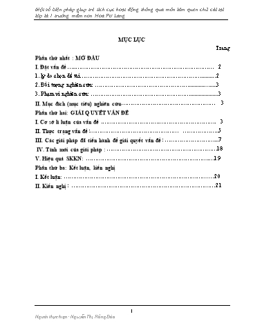 SKKN Một số biện pháp giúp trẻ tích cực hoạt động thông qua môn làm quen chữ cái tại Lớp Lá 1 trường Mầm non Hoa Pơ Lang