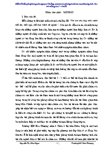SKKN Một số biện pháp làm giảm nguy cơ không an toàn và phòng tránh tai nạn thương tích cho trẻ mẫu giáo 5-6 tuổi