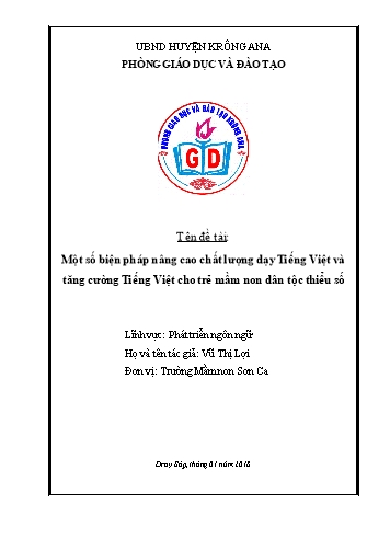 SKKN Một số biện pháp nâng cao chất lượng dạy Tiếng Việt và tăng cường Tiếng Việt cho trẻ Mầm non dân tộc thiểu số