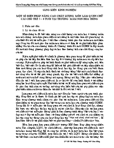 SKKN Một số biện pháp nâng cao chất lượng môn làm quen chữ cái cho trẻ 5-6 tuổi tại trường Mầm non Hoa Hồng