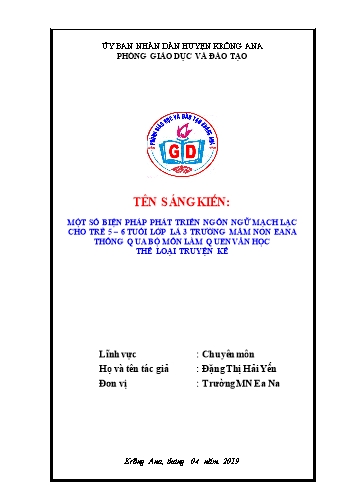 SKKN Một số biện pháp nâng cao hiệu quả giáo dục lấy trẻ làm trung tâm cho trẻ 5-6 tuổi tại Lớp Lá 1 trường Mầm non Ea Na