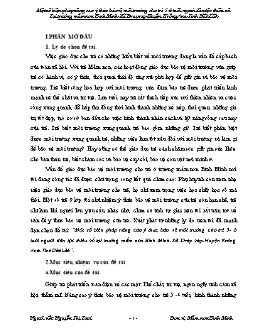 SKKN Một số biện pháp nâng cao ý thức bảo vệ môi trường cho trẻ 5-6 tuổi người dân tộc thiểu số tại trường Mầm non Bình Minh - Xã Dray Sap - Huyện Krông Ana - Tỉnh Đăk Lăk
