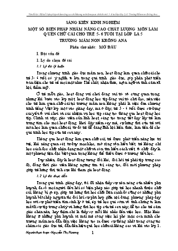 SKKN Một số biện pháp nhằm nâng cao chất lượng môn làm quen chữ cho trẻ 5-6 tuổi tại Lớp Lá 5 trường Mầm non Krông Ana