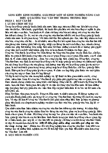 SKKN Một số biện pháp nhằm nâng cao hiệu quả công tác văn thư trong trường học