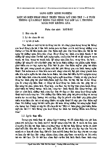 SKKN Một số biện pháp phát triển thẩm mỹ cho trẻ 5-6 tuổi thông qua hoạt động tạo hình tại Lớp Lá 5 trường Mầm non Krông Ana