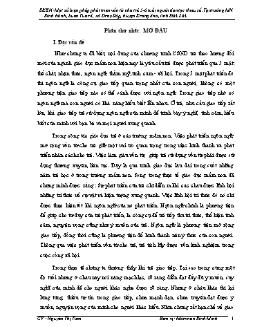SKKN Một số biện pháp phát triển vốn từ cho trẻ 5-6 tuổi người dân tộc thiểu số tại trường Mầm non Bình Minh, buôn Tuôr A, xã Dray Sáp, huyện Krông Ana, tỉnh Đăk Lăk