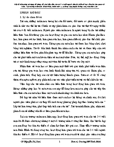 SKKN Một số biện pháp sử dụng đồ dùng, đồ chơi hấp dẫn cho trẻ 5-6 tuổi người dân tộc thiểu số học tốt môn làm quen với toán tại trường Mầm non Bình Minh, buôn Tuôr A, xã Đray Sap, huyện Krông Ana, tỉnh Đăk Lăk