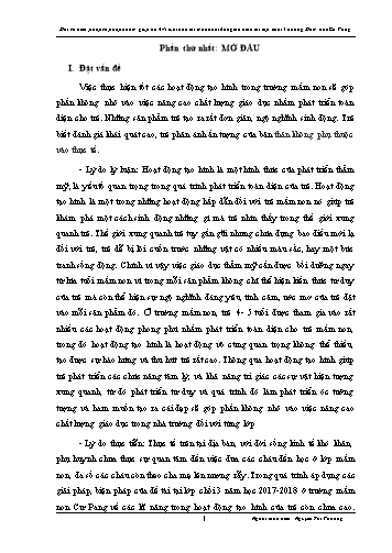 SKKN Một số biện pháp sư phạp nhằm giúp trẻ 4-5 tuổi học tốt môn hoạt động tạo hình tại lớp Chồi 3 trường Mầm non Cư Pang