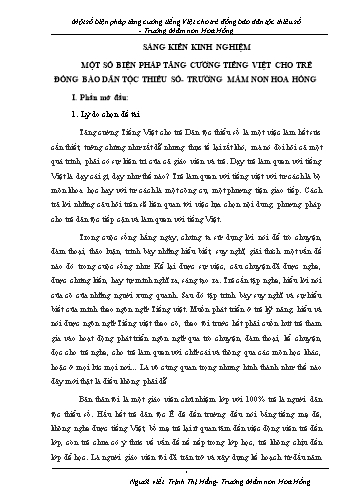 SKKN Một số biện pháp tăng cường Tiếng Việt cho trẻ đồng bào dân tộc thiểu số - Trường Mầm non Hoa Hồng