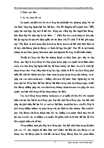 SKKN Một số biện pháp tạo hứng thú tham gia hoạt động giáo dục thể chất cho trẻ 5-6 tuổi tại lớp Lá 2 trường Mầm non Cư Pang