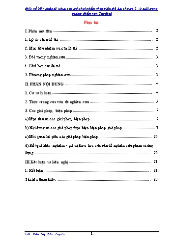 SKKN Một số biện pháp tổ chức các trò chơi nhằm phát triển thể lực cho trẻ 5-6 tuổi trong trường Mầm non Sao Mai