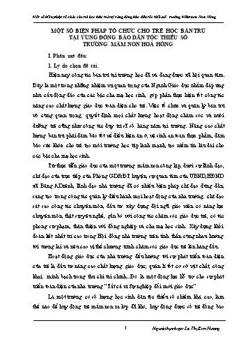 SKKN Một số biện pháp tổ chức cho trẻ học bán trú tại vùng đồng bào dân tộc thiểu số trường Mầm non Hoa Hồng