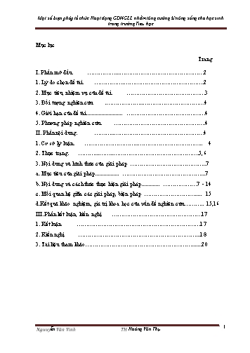 SKKN Một số biện pháp tổ chức Hoạt động giáo dục ngoài giờ lên lớp nhằm tăng cường kĩ năng sống cho học sinh trong trường Tiểu học