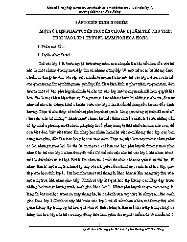 SKKN Một số biện pháp tuyên truyền chuẩn bị tâm thế cho trẻ 5 tuổi vào Lớp 1, trường Mầm non Hoa Hồng