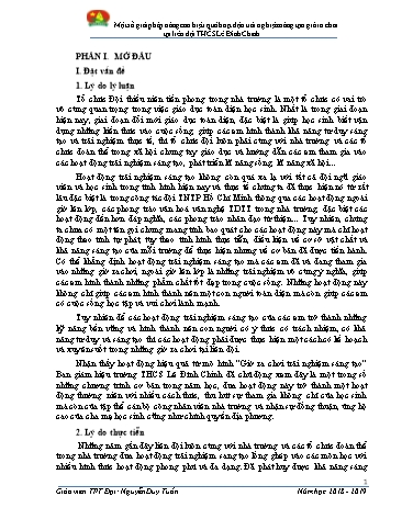 SKKN Một số giải pháp nâng cao hiệu quả hoạt độn trải nghiệm sáng tạo giờ ra chơi tại liên đội THCS Lê Đình Chinh