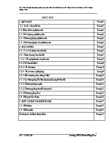 SKKN Một số phương pháp giúp học sinh dân tộc thiểu số học tốt Tiếng Việt tại Trường THCS Phạm Hồng Thái
