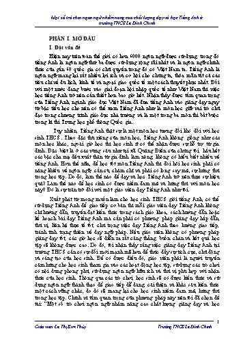 SKKN Một số trò chơi ngôn ngữ nhằm nâng cao chất lượng dạy và học Tiếng Anh ở trường THCS Lê Đình Chinh