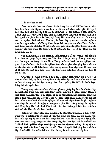 SKKN Nâng cao hiệu quả các bài dạy có sử dụng thí nghiệm trong chương trình hóa học Trung học Cơ sở