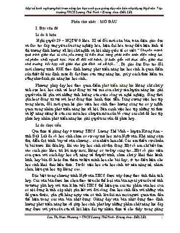 SKKN Phát triển năng lực học sinh qua giảng dạy văn bản nhật dụng Ngữ văn 7 tại trường THCS Lương Thế Vinh - Krông Ana - Đắk Lắk