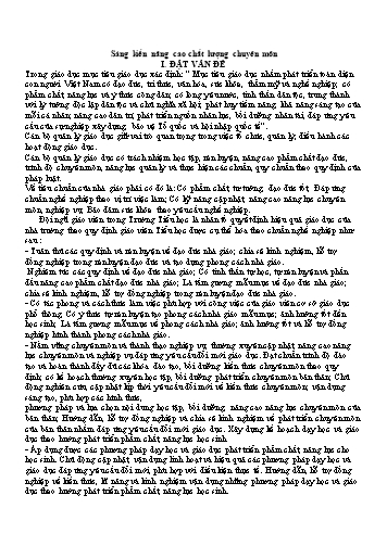 SKKN Quản lý hoạt động bồi dưỡng chuyên môn cho đội ngũ giáo viên nhằm nâng cao chất lượng giáo dục của Phó hiệu trưởng Trường Tiểu học Đồng Thịnh - Huyện Yên Lập - Tỉnh Phú Thọ