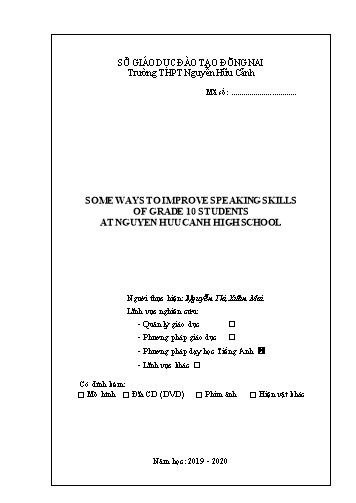 SKKN Some ways to improve speaking skills of grade 10 students at Nguyen Huu Canh high schools