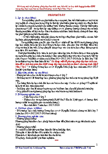 SKKN Sử dụng một số phương pháp dạy học tích cực, bản đồ tư duy tích hợp giáo dục kỹ năng sống trong dạy học cụm bài ca dao ở chương trình Ngữ Văn 7 kỳ 1