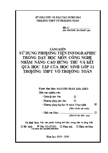 SKKN Sử dụng phương tiện Infographic trong dạy học môn Công nghệ nhằm nâng cao hứng thú và kết quả học tập của học sinh Lớp 11 trường THPT Võ Trường Toản