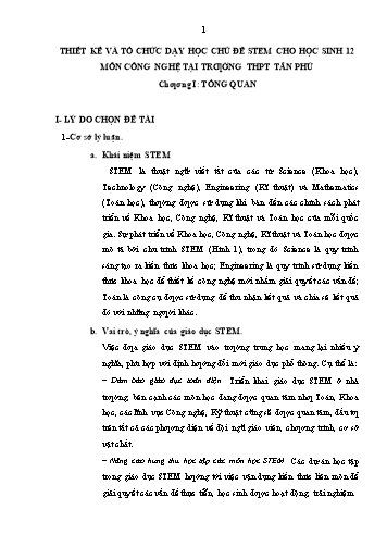 SKKN Thiết kế và tổ chức dạy học chủ đề Stem cho học sinh 12 môn Công nghệ tại trường THPT Tân Phú