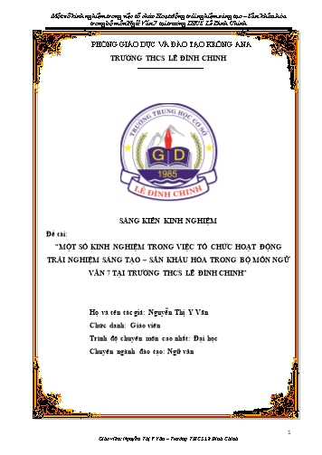 SKKN Tổ chức hoạt động trải nghiệm sáng tạo, sân khấu hóa trong bộ môn Ngữ Văn 7 tại trường THCS Lê Đình Chinh