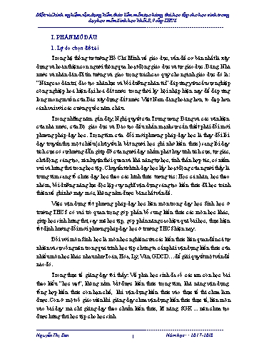 SKKN Vận dụng kiến thức liên môn tạo hứng thú học tập cho học sinh trong dạy học môn Sinh học Khối 8,9 cấp THCS