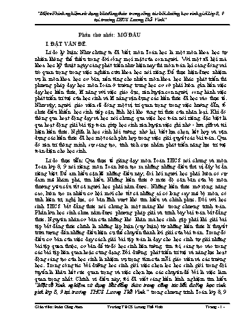 Sử dụng bất đẳng thức trong công tác bồi dưỡng học sinh giỏi Lớp 8, 9 tại trường THCS Lương Thế Vinh